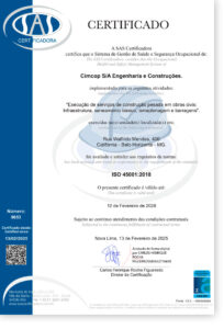 Certificado ISO 45001:2015